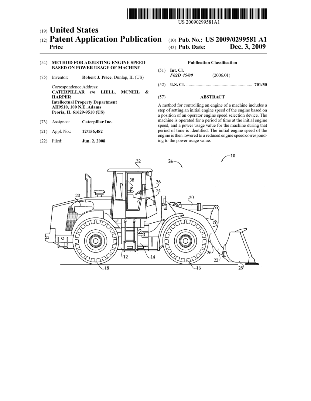 Method for adjusting engine speed based on power usage of machine - diagram, schematic, and image 01