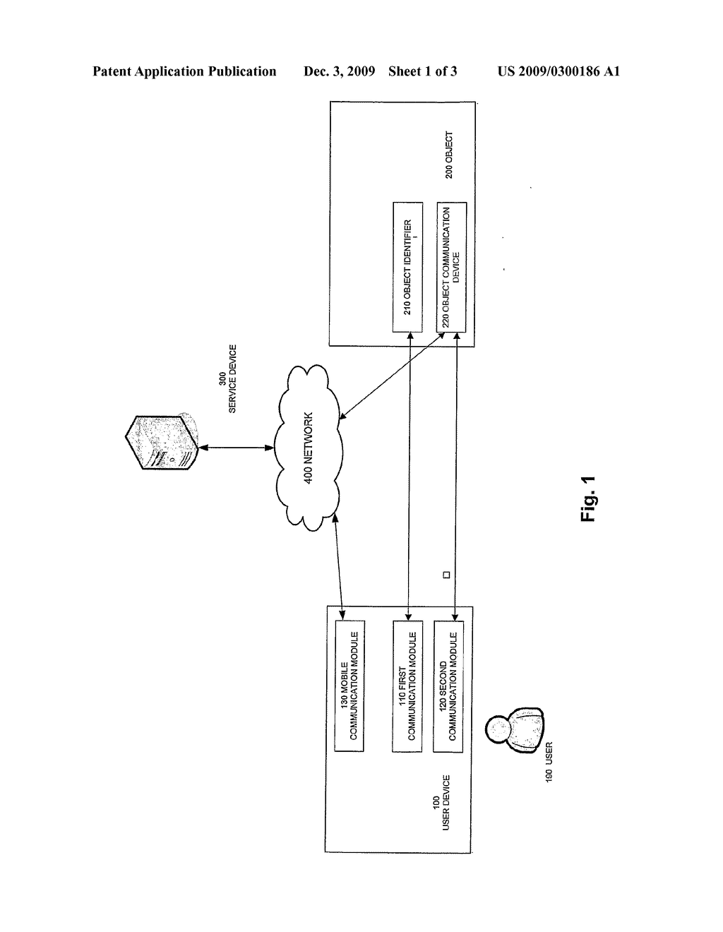 METHOD AND SYSTEM FOR ESTABLISHING A COMMUNICATION BETWEEN AN OBJECT, A USER DEVICE AND A SERVICE DEVICE - diagram, schematic, and image 02