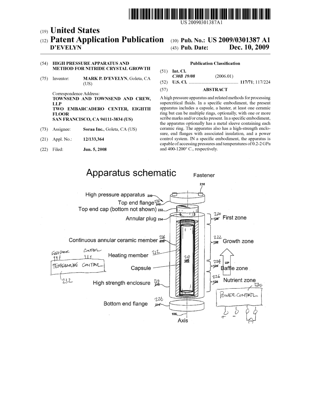 HIGH PRESSURE APPARATUS AND METHOD FOR NITRIDE CRYSTAL GROWTH - diagram, schematic, and image 01