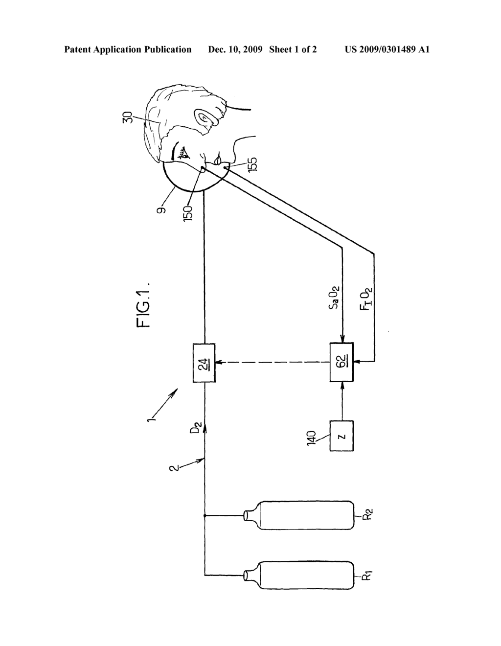 RESPIRATORY GAS SUPPLY CIRCUIT TO FEED CREW MEMBERS AND PASSENGERS OF AN AIRCRAFT WITH OXYGEN - diagram, schematic, and image 02