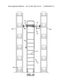 Dual track ladder with brake mechanism that is automatically applied to the upper tracks to hold the ladder in place during use diagram and image