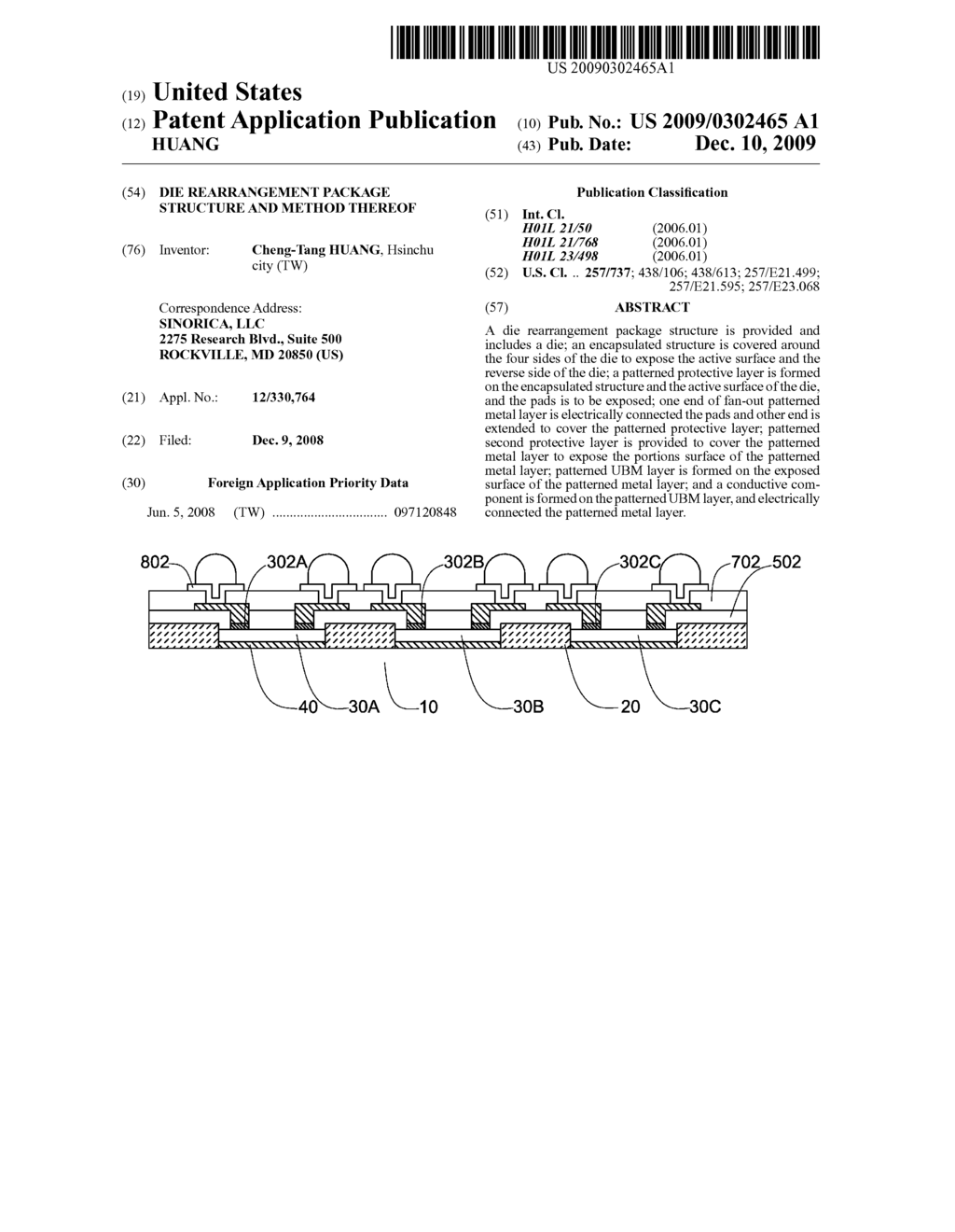 DIE REARRANGEMENT PACKAGE STRUCTURE AND METHOD THEREOF - diagram, schematic, and image 01