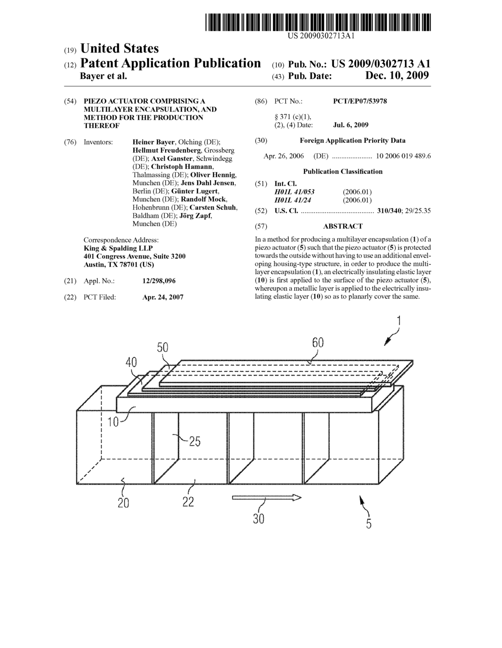 PIEZO ACTUATOR COMPRISING A MULTILAYER ENCAPSULATION, AND METHOD FOR THE PRODUCTION THEREOF - diagram, schematic, and image 01