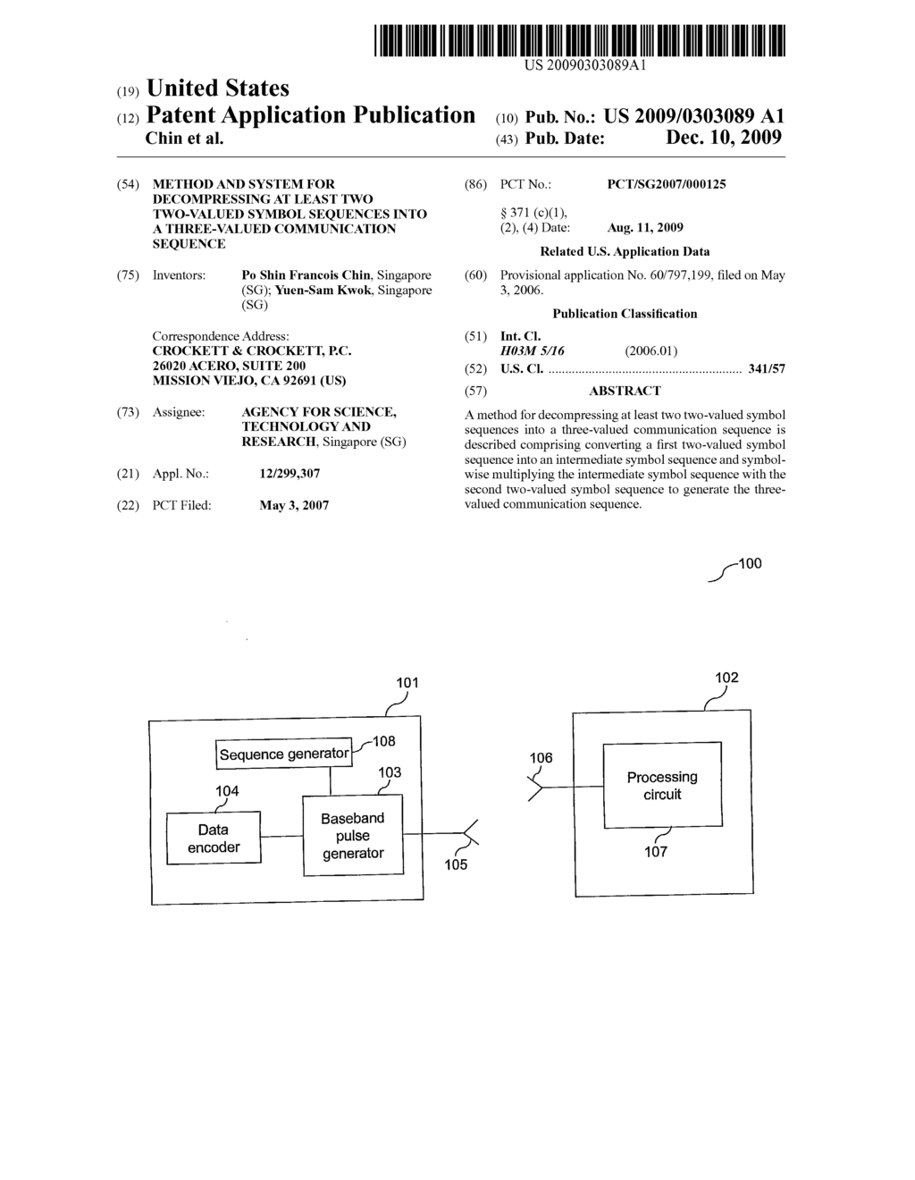 Method and System for Decompressing at Least Two Two-Valued Symbol Sequences Into a Three-Valued Communication Sequence - diagram, schematic, and image 01