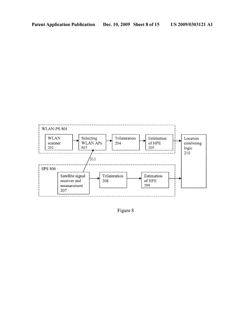 SYSTEM AND METHOD FOR USING A SATELLITE POSITIONING SYSTEM TO FILTER WLAN ACCESS POINTS IN A HYBRID POSITIONING SYSTEM - diagram, schematic, and image 09