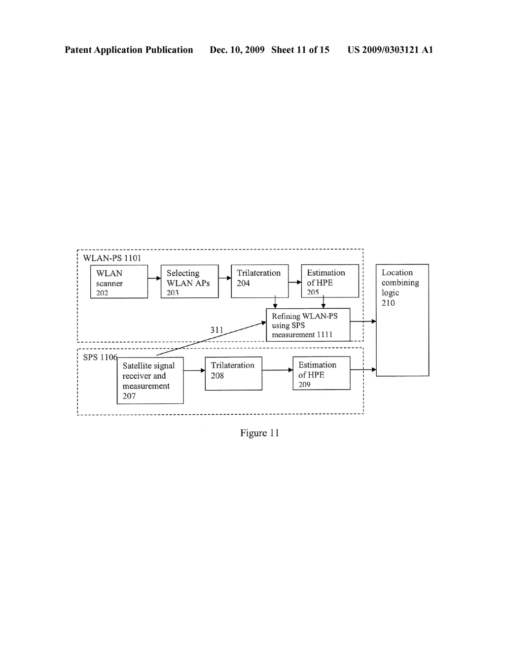 SYSTEM AND METHOD FOR USING A SATELLITE POSITIONING SYSTEM TO FILTER WLAN ACCESS POINTS IN A HYBRID POSITIONING SYSTEM - diagram, schematic, and image 12