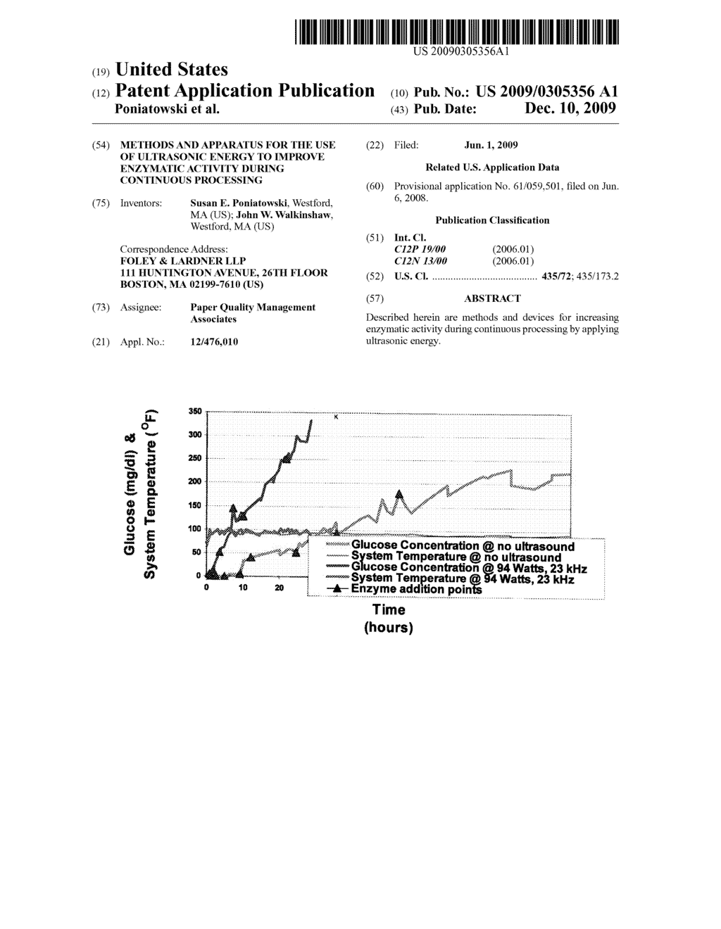 METHODS AND APPARATUS FOR THE USE OF ULTRASONIC ENERGY TO IMPROVE ENZYMATIC ACTIVITY DURING CONTINUOUS PROCESSING - diagram, schematic, and image 01