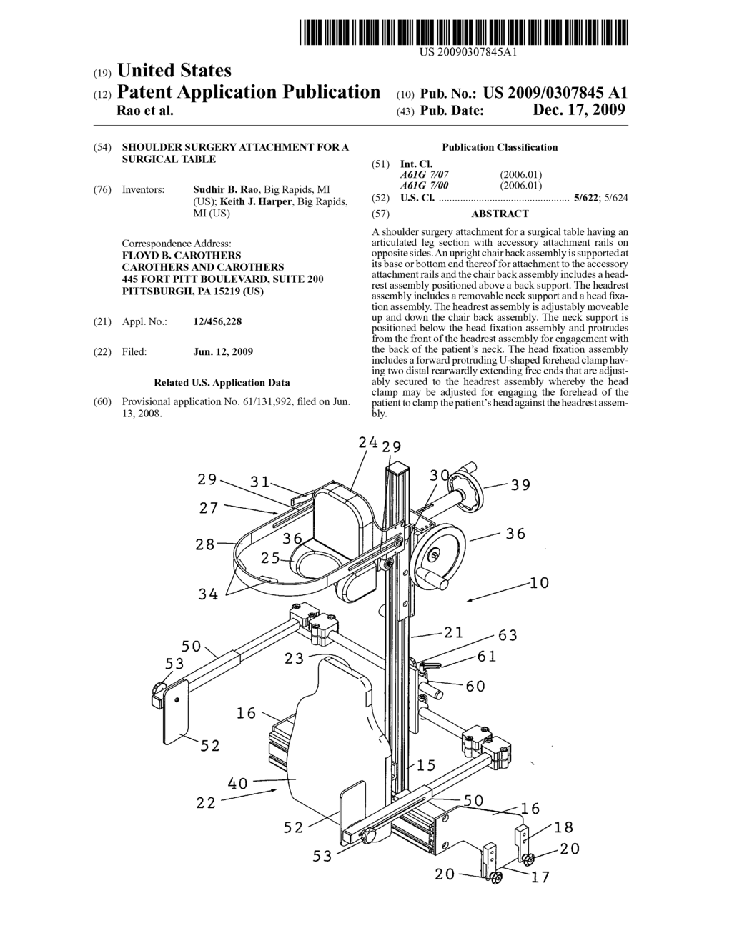 Shoulder surgery attachment for a surgical table - diagram, schematic, and image 01