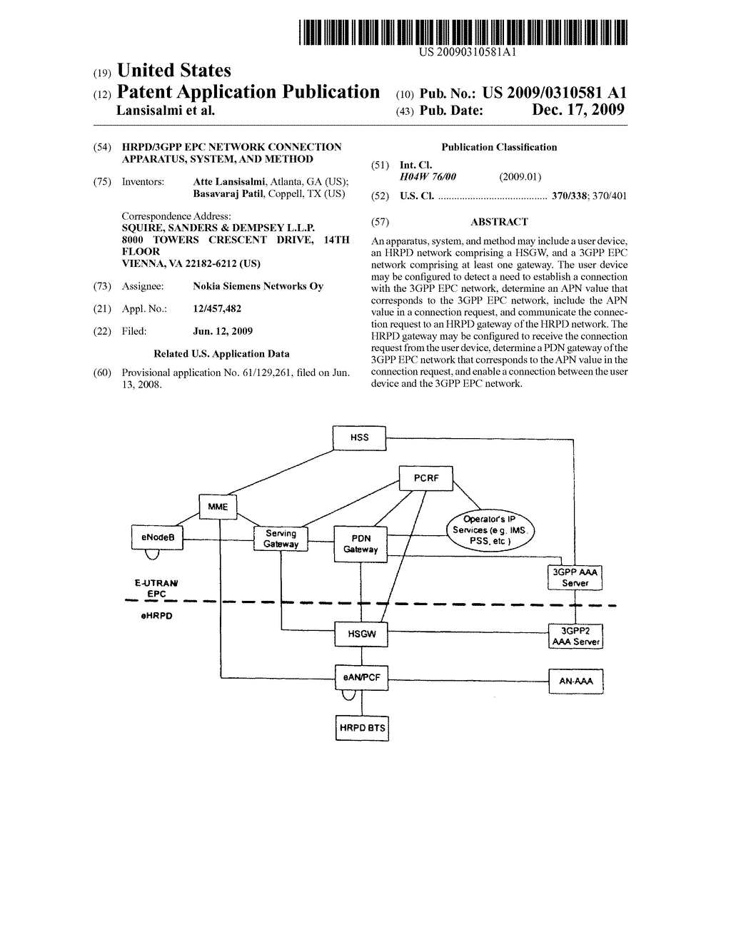 HRPD/3GPP EPC network connection apparatus, system, and method - diagram, schematic, and image 01