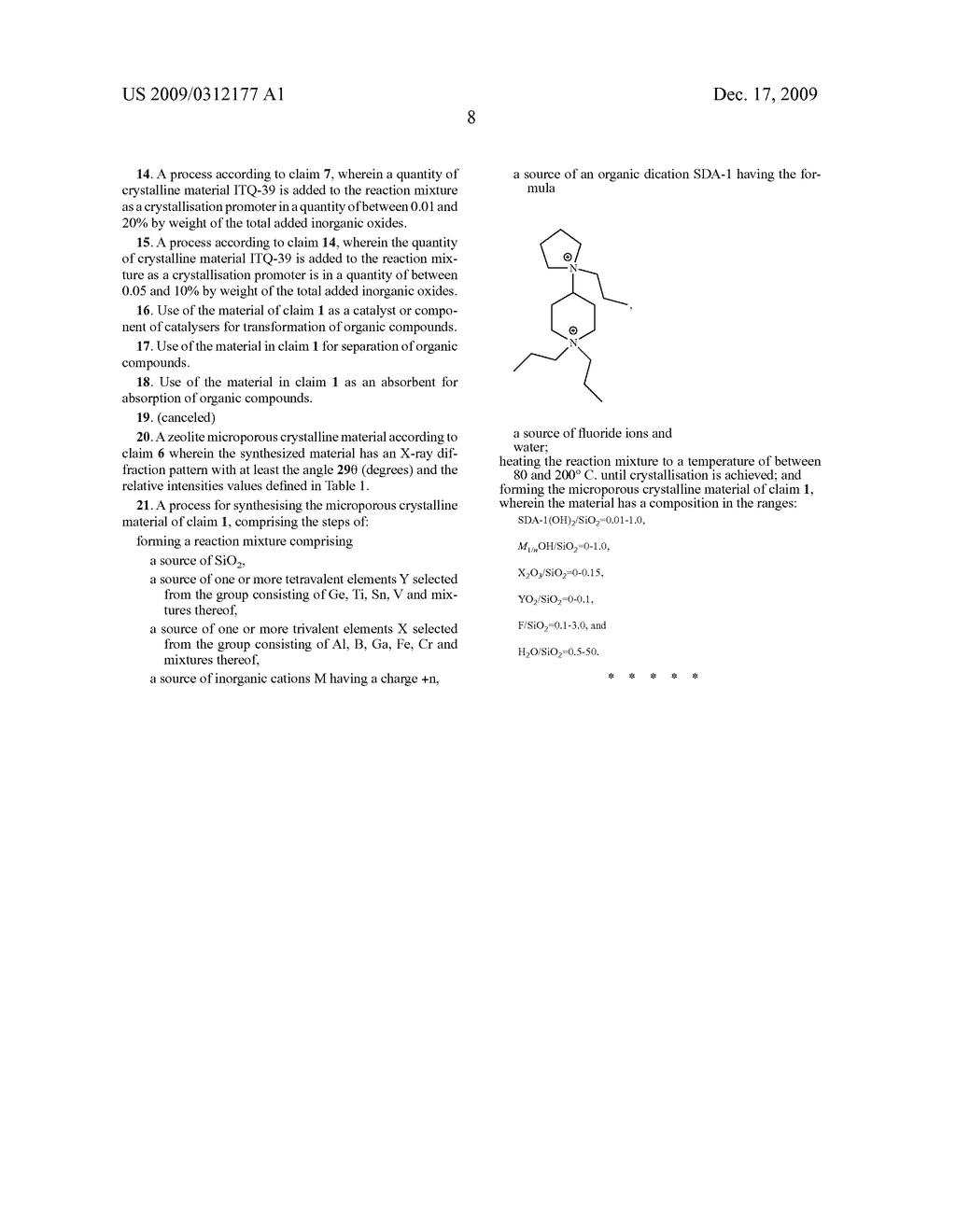 MICROPOROUS CRYSTALLINE MATERIAL OF ZEOLITIC NATURE, ZEOLITE ITQ-39, METHOD OF PREPARATION AND USES - diagram, schematic, and image 12