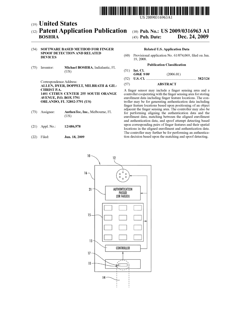 SOFTWARE BASED METHOD FOR FINGER SPOOF DETECTION AND RELATED DEVICES - diagram, schematic, and image 01