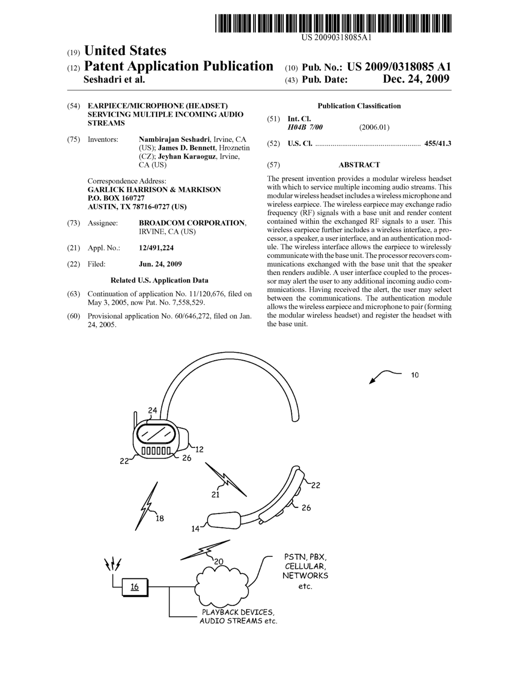 Earpiece/microphone (headset) servicing multiple incoming audio streams - diagram, schematic, and image 01