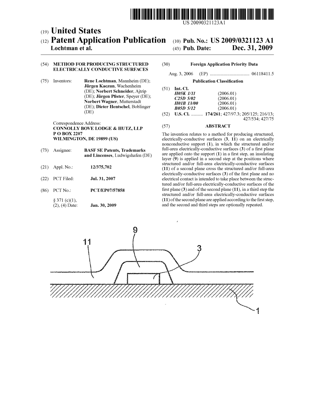 METHOD FOR PRODUCING STRUCTURED ELECTRICALLY CONDUCTIVE SURFACES - diagram, schematic, and image 01