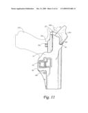 Retention holster having an extended pivot guard diagram and image