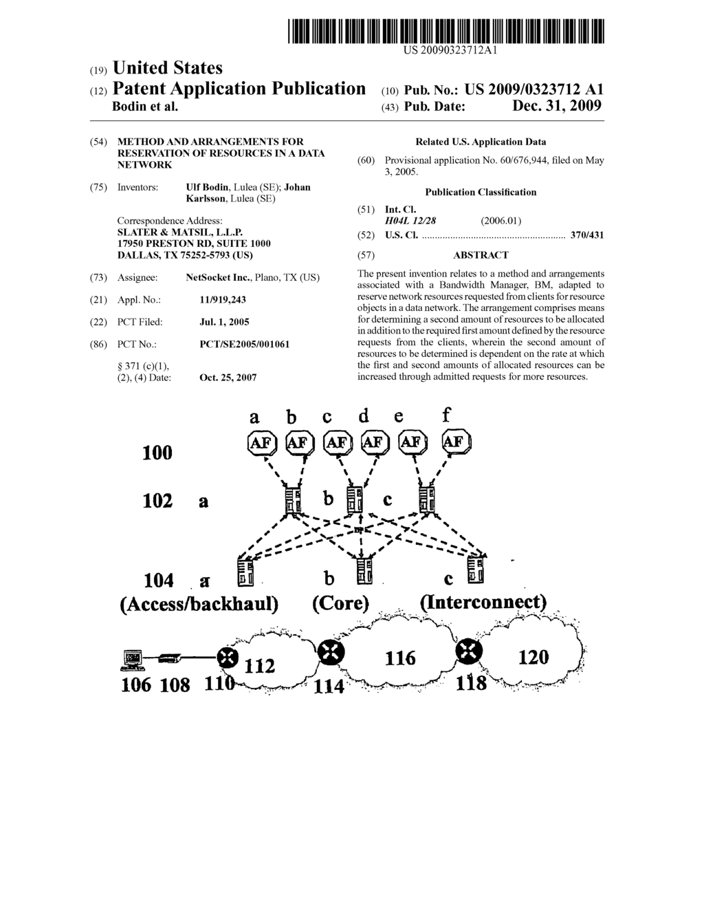 Method and arrangements for reservation of resources in a data network - diagram, schematic, and image 01