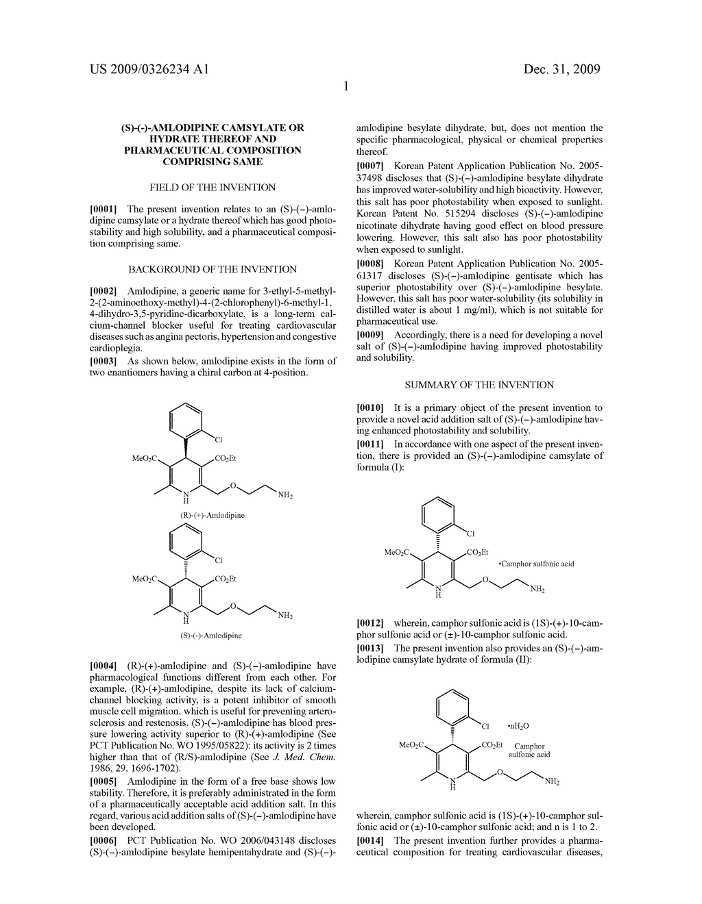 (S)-(-)-Amlodipine Camsylate or Hydrate Thereof And Pharmaceutical Composition Comprising Same - diagram, schematic, and image 06