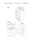 REFRIGERATION DEVICE COMPRISING SHELVES THAT ARE SUSPENDED ON A RAIL diagram and image