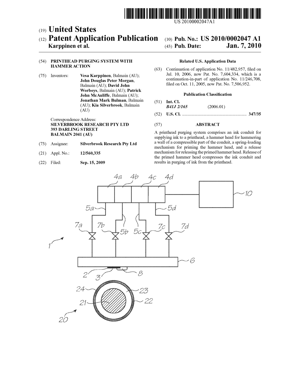 PRINTHEAD PURGING SYSTEM WITH HAMMER ACTION - diagram, schematic, and image 01