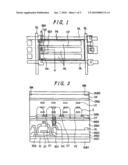 Liquid crystal display device having rectangular-shaped pixel electrodes overlapping with comb-shaped counter electrodes in plan view diagram and image