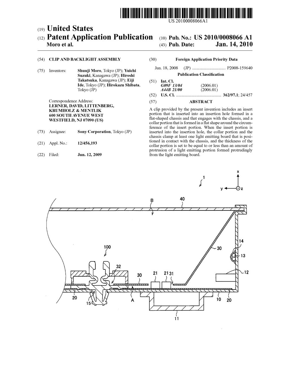 Clip and backlight assembly - diagram, schematic, and image 01