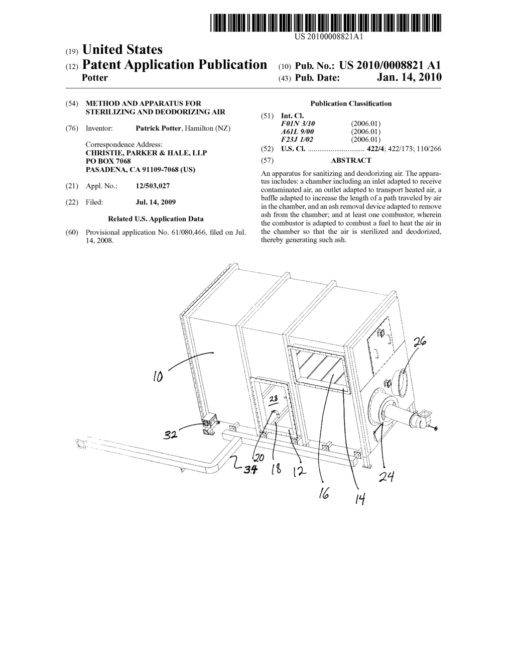 METHOD AND APPARATUS FOR STERILIZING AND DEODORIZING AIR - diagram, schematic, and image 01