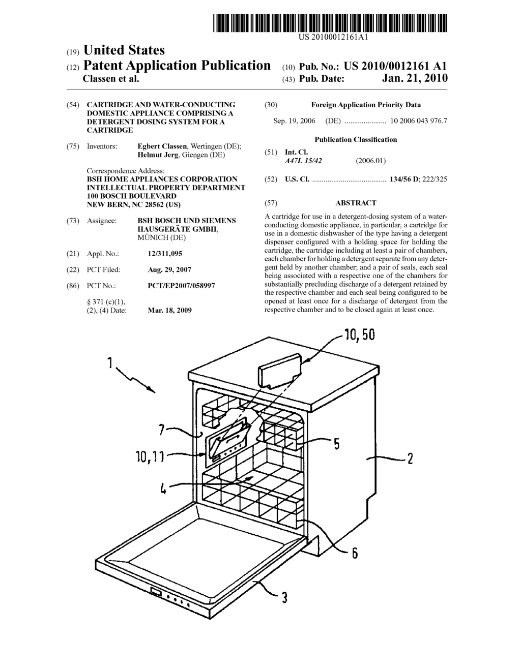 Cartridge and water-conducting domestic appliance comprising a detergent dosing system for a cartridge - diagram, schematic, and image 01