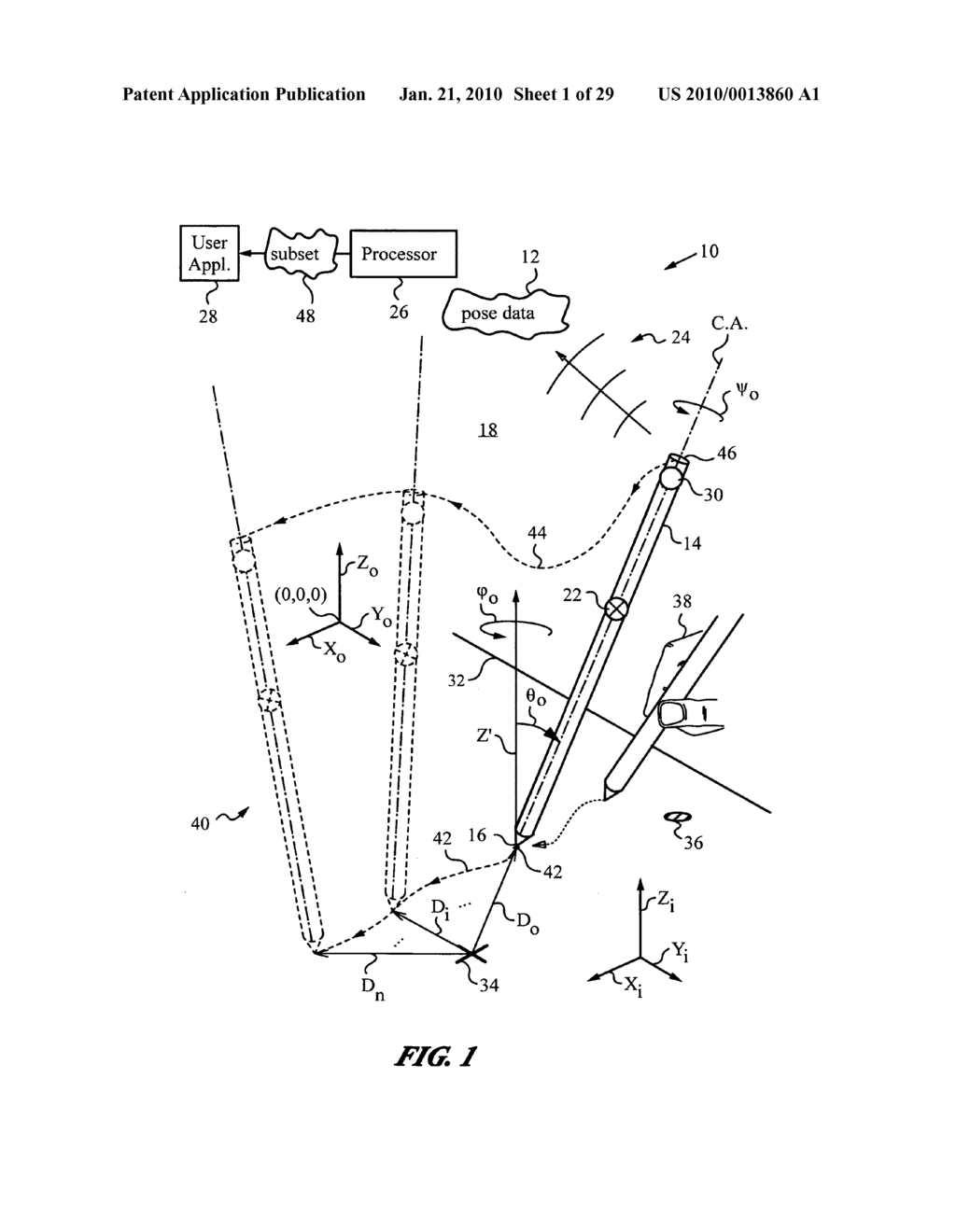 Computer interface employing a manipulated object with absolute pose detection component and a display - diagram, schematic, and image 02