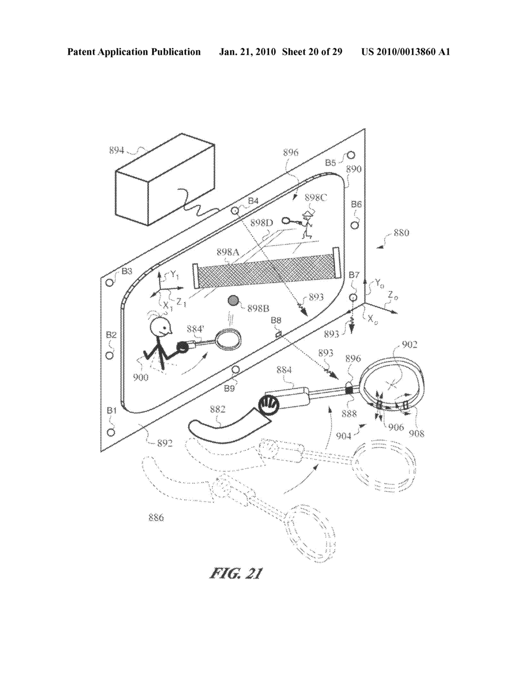 Computer interface employing a manipulated object with absolute pose detection component and a display - diagram, schematic, and image 21