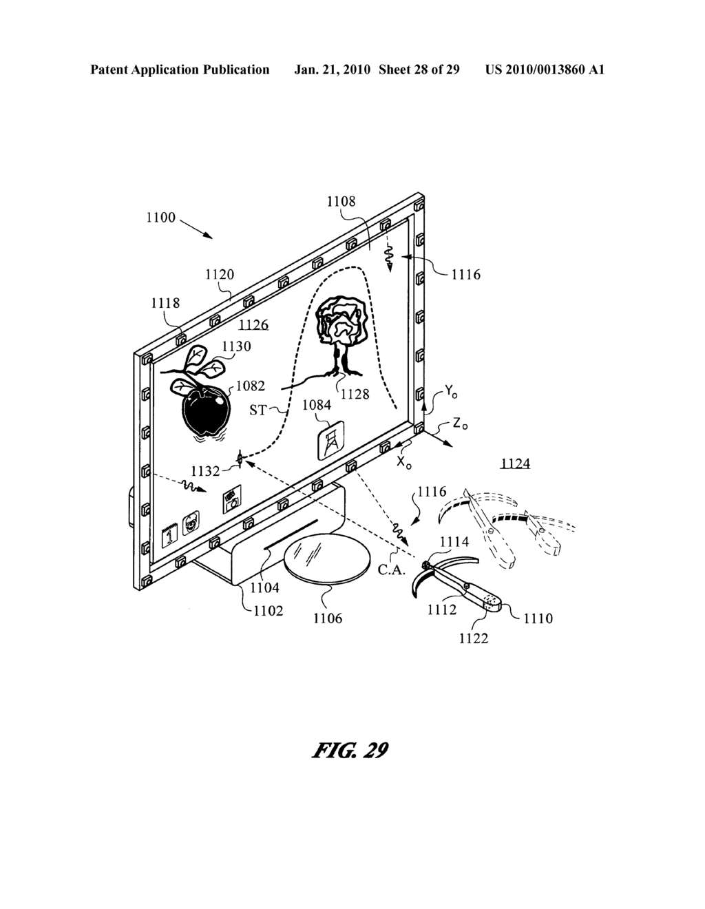 Computer interface employing a manipulated object with absolute pose detection component and a display - diagram, schematic, and image 29