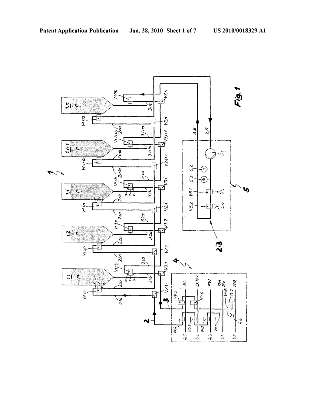ARRANGEMENT AND METHOD FOR THE AUTOMATIC SAMPLING IN A STORAE TANK SYSTEM INTERCONNECTED TO A PIPE SYSTEM FOR SUPPLYING CLEANING FLUIDS - diagram, schematic, and image 02