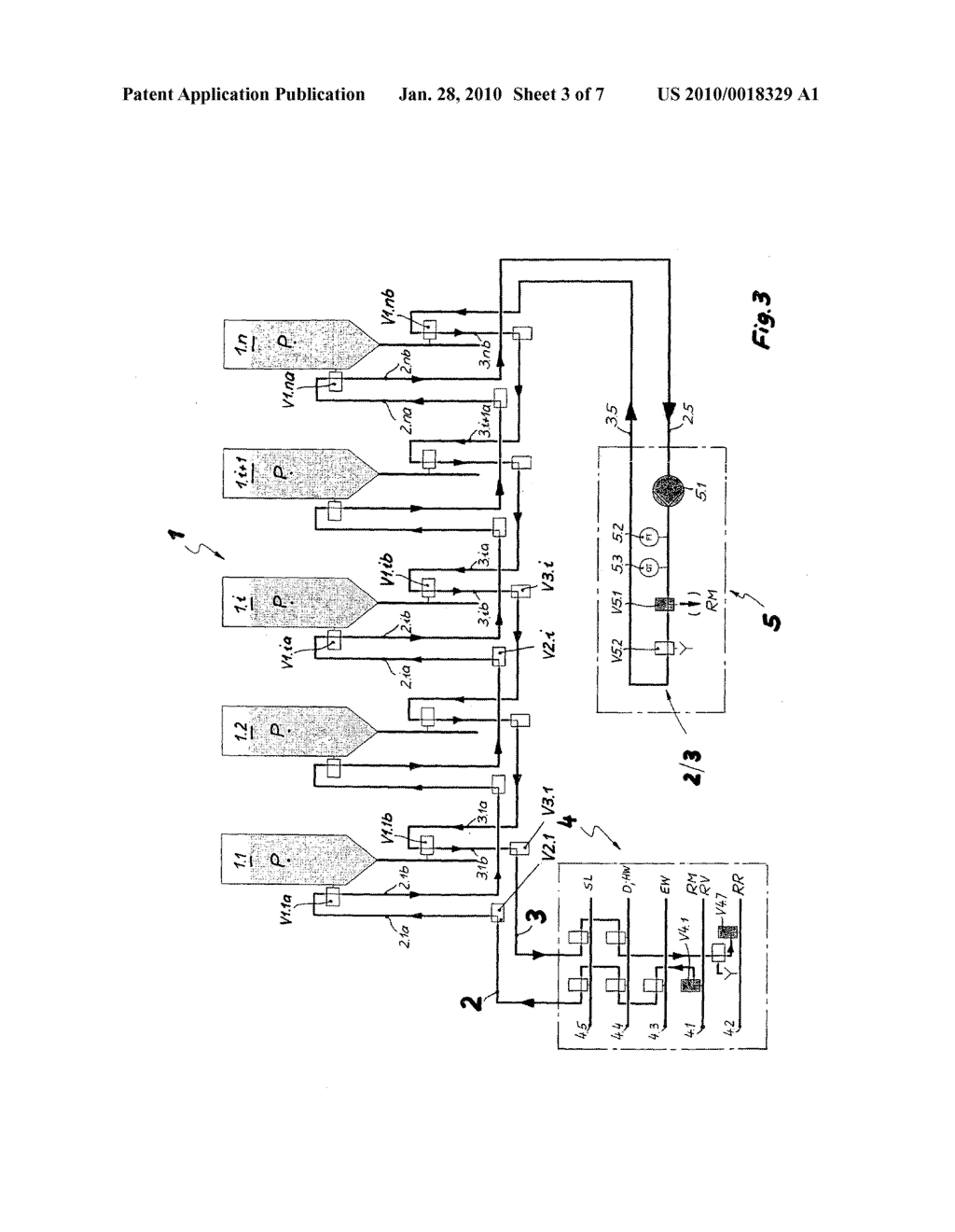 ARRANGEMENT AND METHOD FOR THE AUTOMATIC SAMPLING IN A STORAE TANK SYSTEM INTERCONNECTED TO A PIPE SYSTEM FOR SUPPLYING CLEANING FLUIDS - diagram, schematic, and image 04