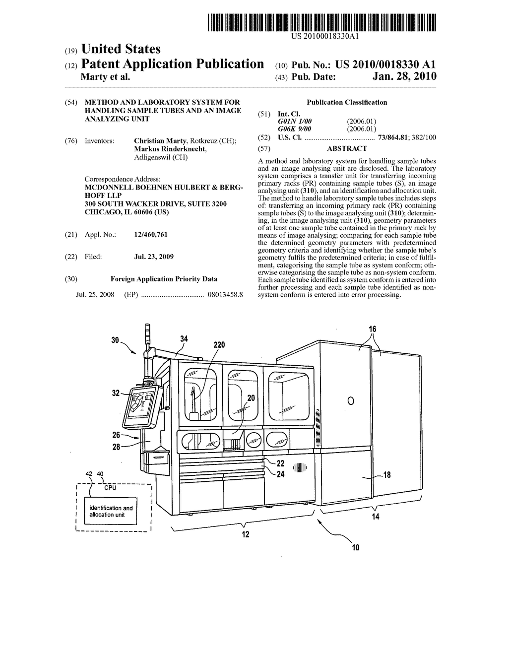 Method and laboratory system for handling sample tubes and an image analyzing unit - diagram, schematic, and image 01