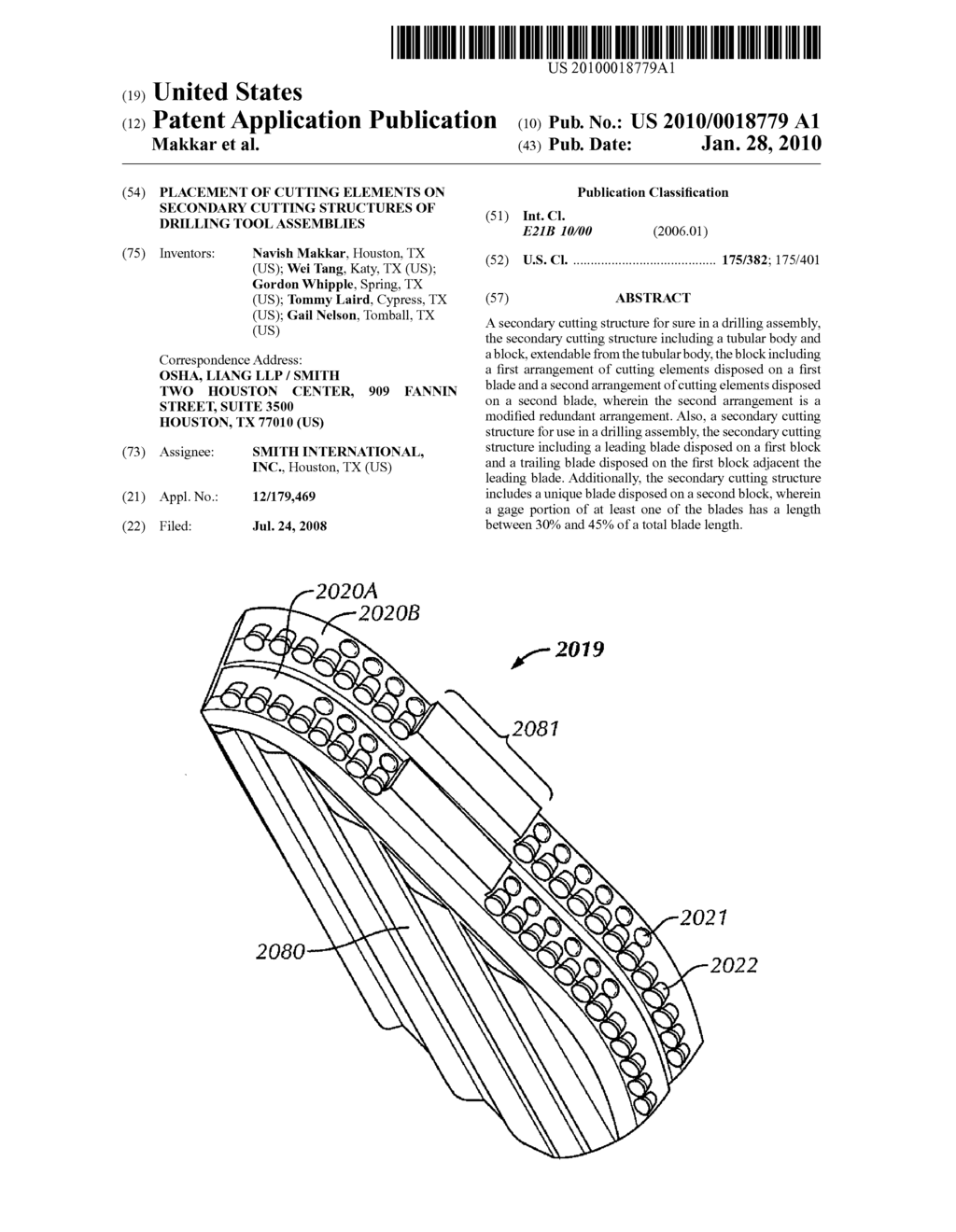 PLACEMENT OF CUTTING ELEMENTS ON SECONDARY CUTTING STRUCTURES OF DRILLING TOOL ASSEMBLIES - diagram, schematic, and image 01