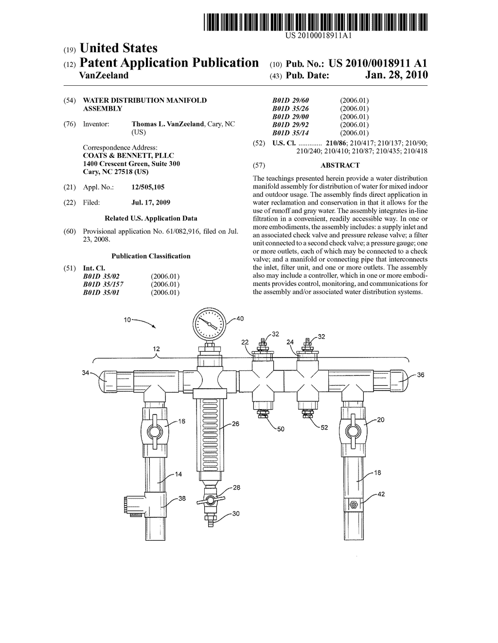 Water Distribution Manifold Assembly - diagram, schematic, and image 01