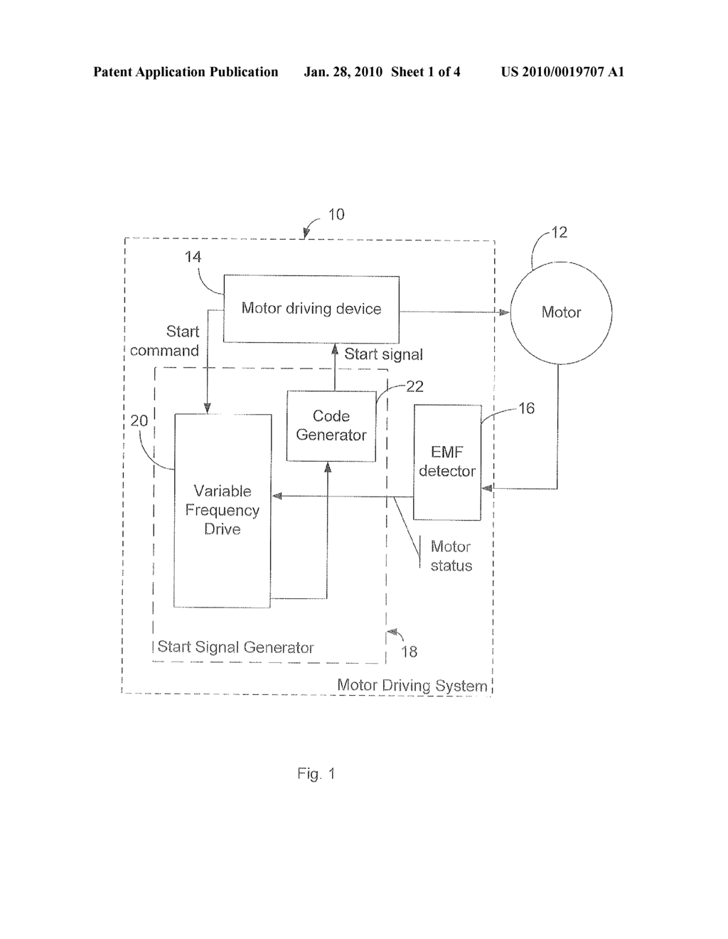 MOTOR DRIVING SYSTEM AND METHOD FOR STARTING A MOTOR - diagram, schematic, and image 02