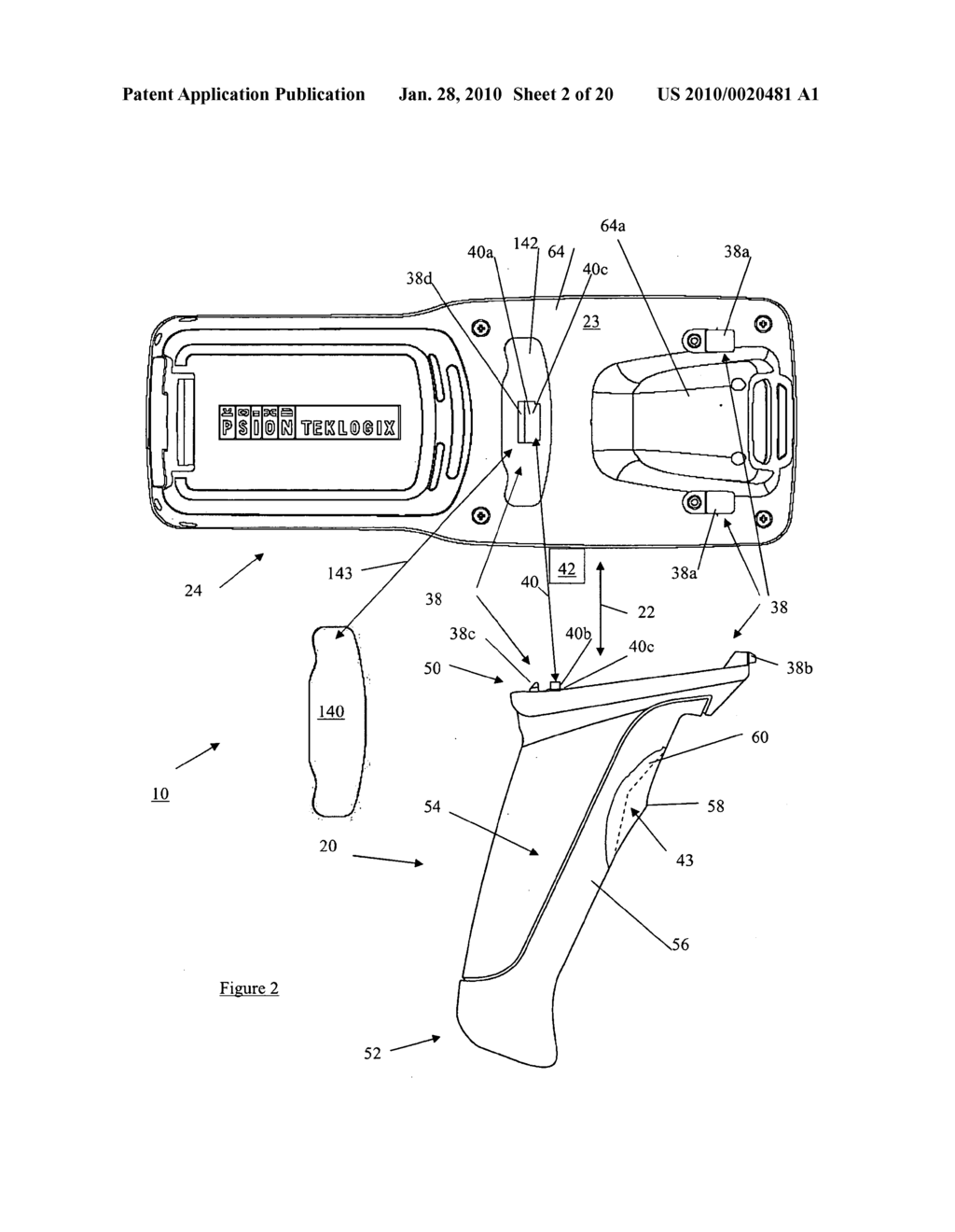 PISTOL GRIP FOR A PORTABLE TERMINAL WITH AN INTERNAL RECEPTACLE FOR A STYLUS - diagram, schematic, and image 03