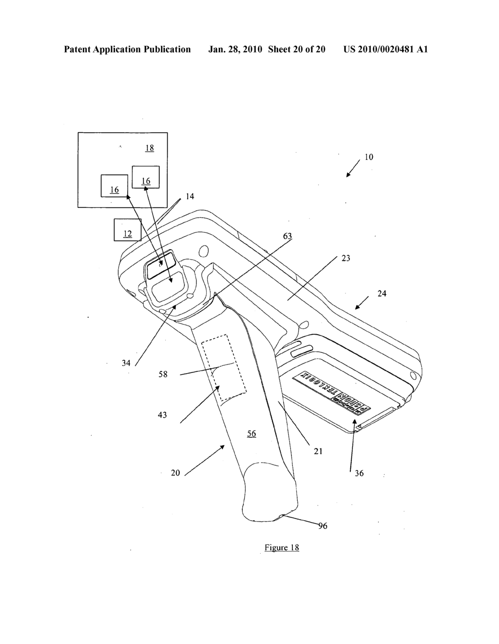 PISTOL GRIP FOR A PORTABLE TERMINAL WITH AN INTERNAL RECEPTACLE FOR A STYLUS - diagram, schematic, and image 21