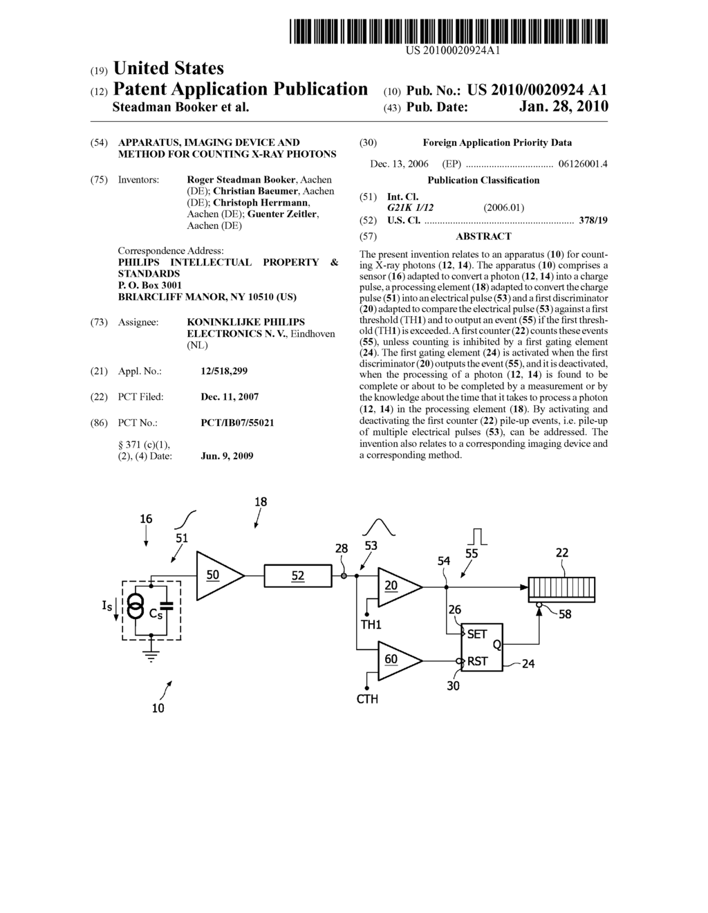 APPARATUS, IMAGING DEVICE AND METHOD FOR COUNTING X-RAY PHOTONS - diagram, schematic, and image 01