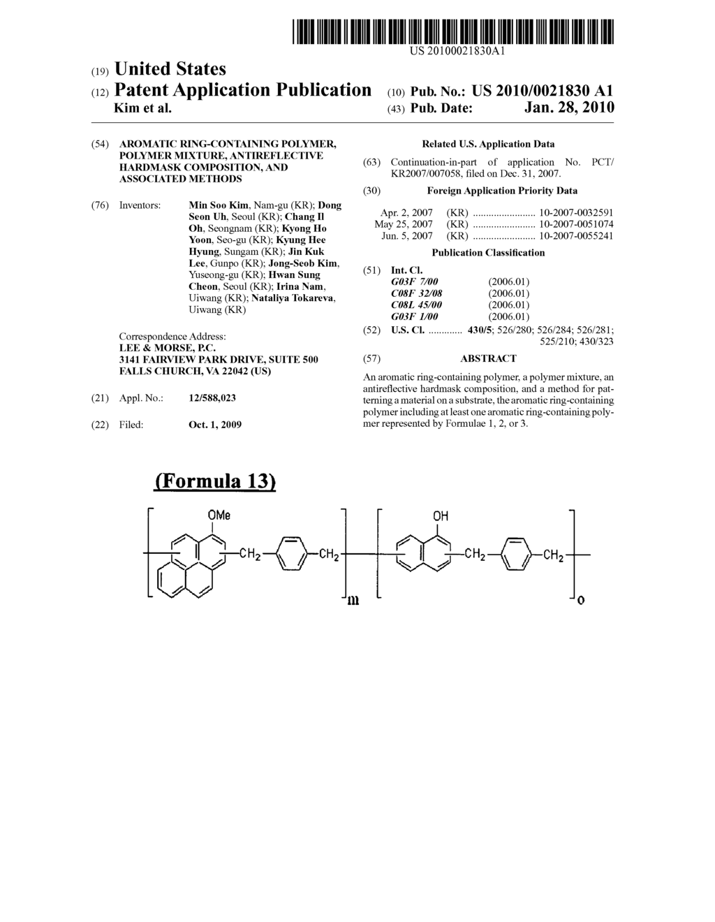 Aromatic ring-containing polymer, polymer mixture, antireflective hardmask composition, and associated methods - diagram, schematic, and image 01