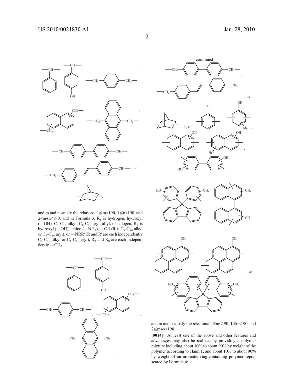 Aromatic ring-containing polymer, polymer mixture, antireflective hardmask composition, and associated methods - diagram, schematic, and image 12