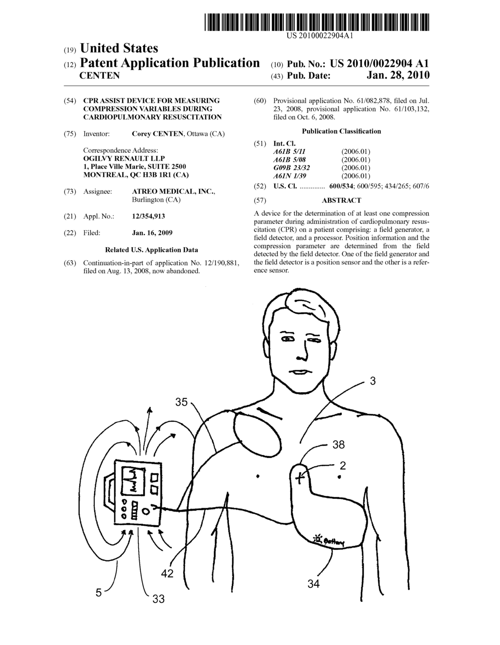 CPR ASSIST DEVICE FOR MEASURING COMPRESSION VARIABLES DURING CARDIOPULMONARY RESUSCITATION - diagram, schematic, and image 01