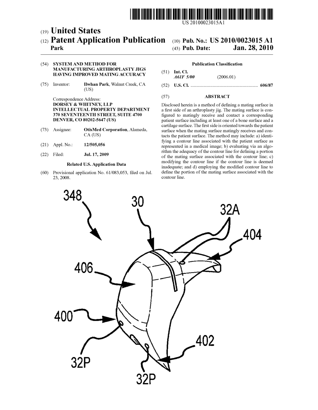 SYSTEM AND METHOD FOR MANUFACTURING ARTHROPLASTY JIGS HAVING IMPROVED MATING ACCURACY - diagram, schematic, and image 01