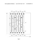 Layout of Cell of Semiconductor Device Having Linear Shaped Gate Electrode Layout Features Defined Along At Least Four Gate Electrode Tracks with Minimum End-to-End Spacing and Having Corresponding p-type and n-type Diffusion Regions Separated by Central Inactive Region diagram and image