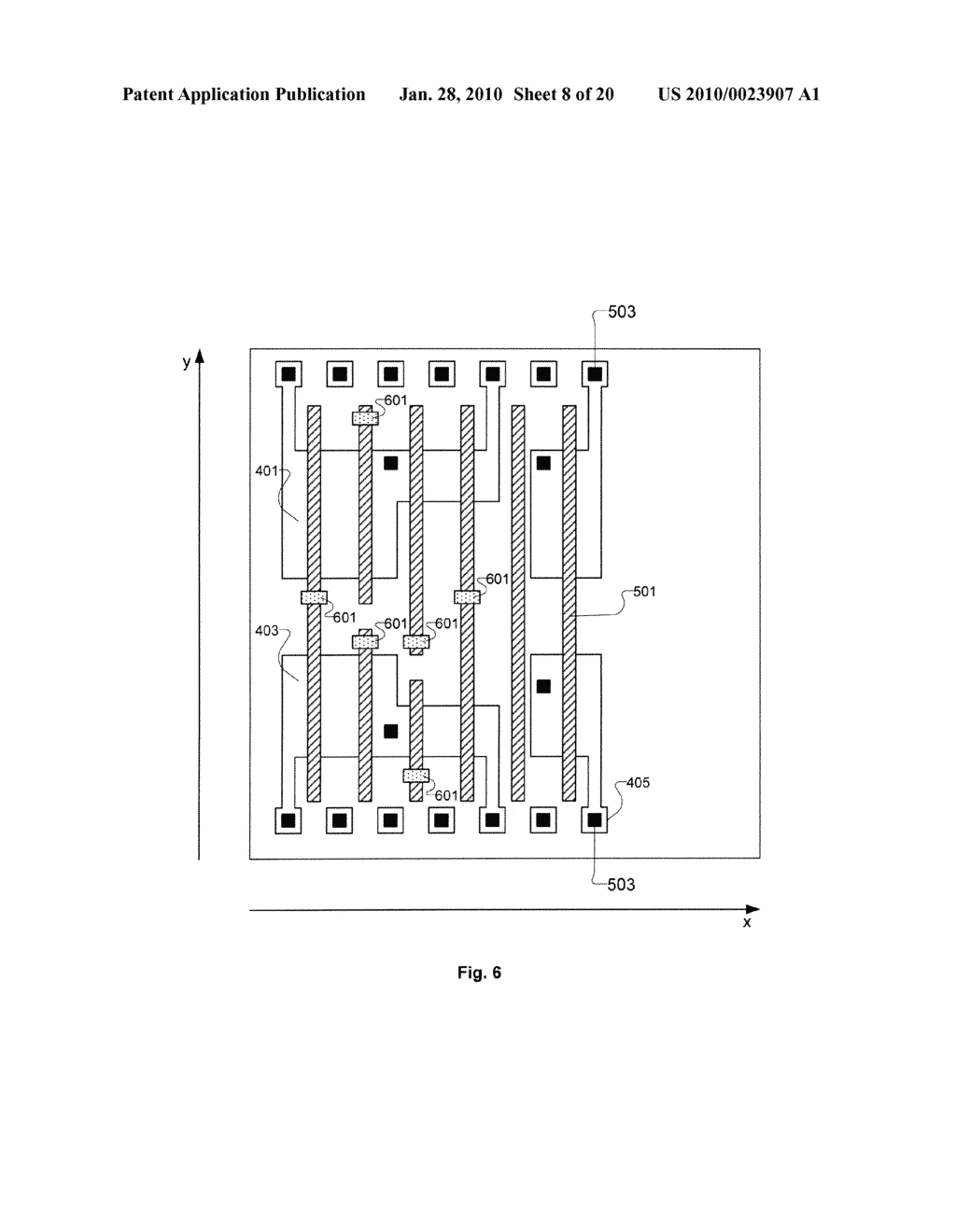 Layout of Cell of Semiconductor Device Having Linear Shaped Gate Electrode Layout Features Defined Along At Least Four Gate Electrode Tracks with Minimum End-to-End Spacing and Having Corresponding p-type and n-type Diffusion Regions Separated by Central Inactive Region - diagram, schematic, and image 09