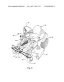 Rear steer lawn mowing vehicle with front steering means diagram and image