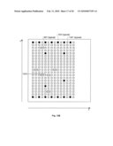 Layout of Cell of Semiconductor Device Having Linear Shaped Gate Electrode Layout Features Defined with Minimum End-to-End Spacing and Having Equal Number of PMOS and NMOS Transistors and Having Corresponding p-type and n-type Diffusion Regions Separated by Central Inactive Region diagram and image