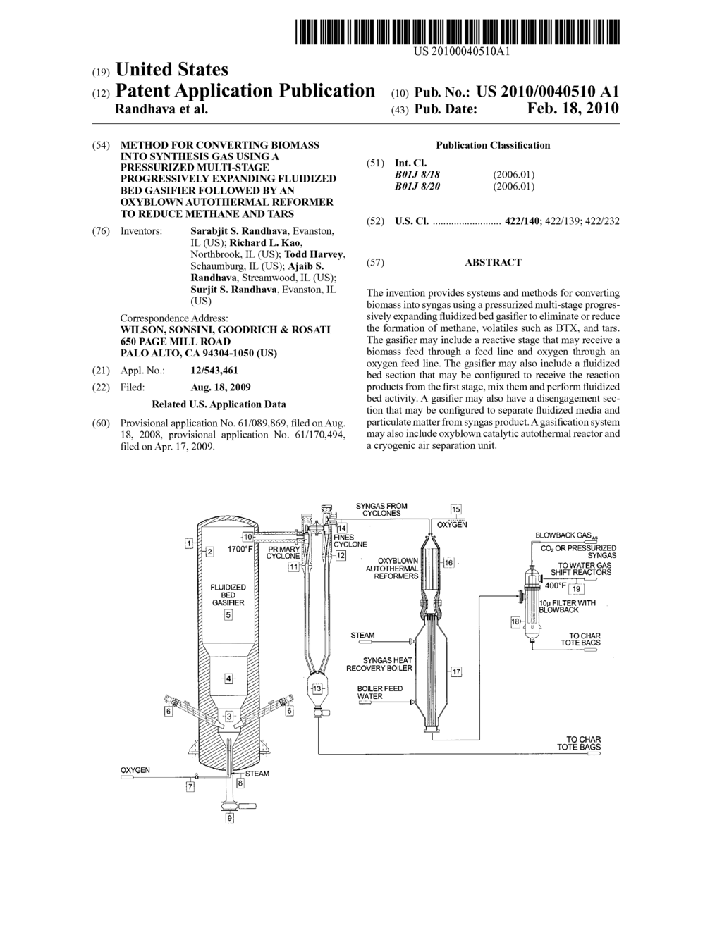 METHOD FOR CONVERTING BIOMASS INTO SYNTHESIS GAS USING A PRESSURIZED MULTI-STAGE PROGRESSIVELY EXPANDING FLUIDIZED BED GASIFIER FOLLOWED BY AN OXYBLOWN AUTOTHERMAL REFORMER TO REDUCE METHANE AND TARS - diagram, schematic, and image 01