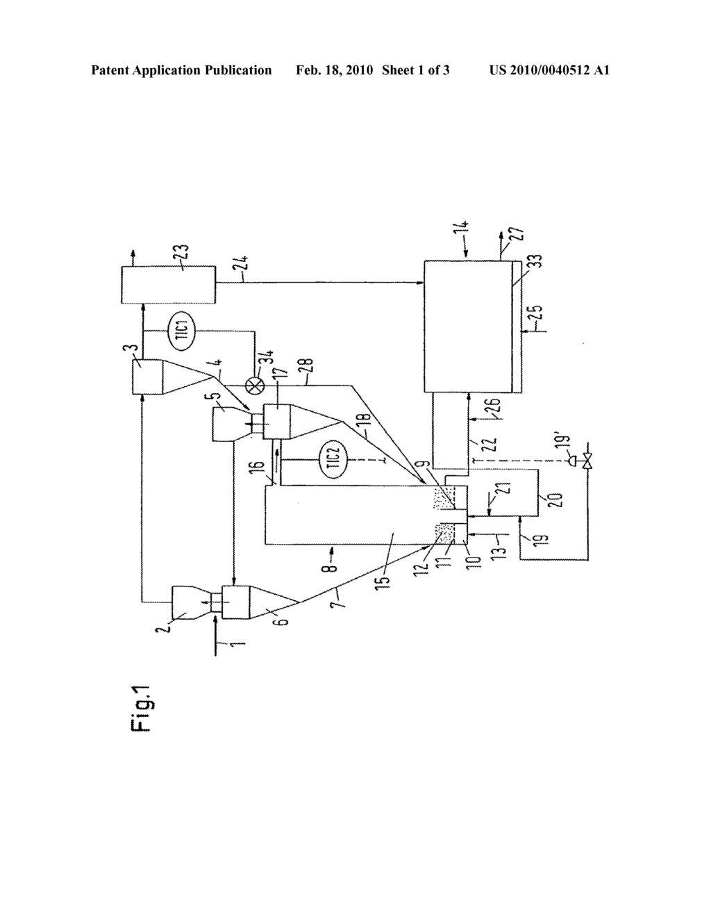 METHOD AND PLANT FOR THE HEAT TREATMENT OF SOLIDS CONTAINING IRON OXIDE - diagram, schematic, and image 02