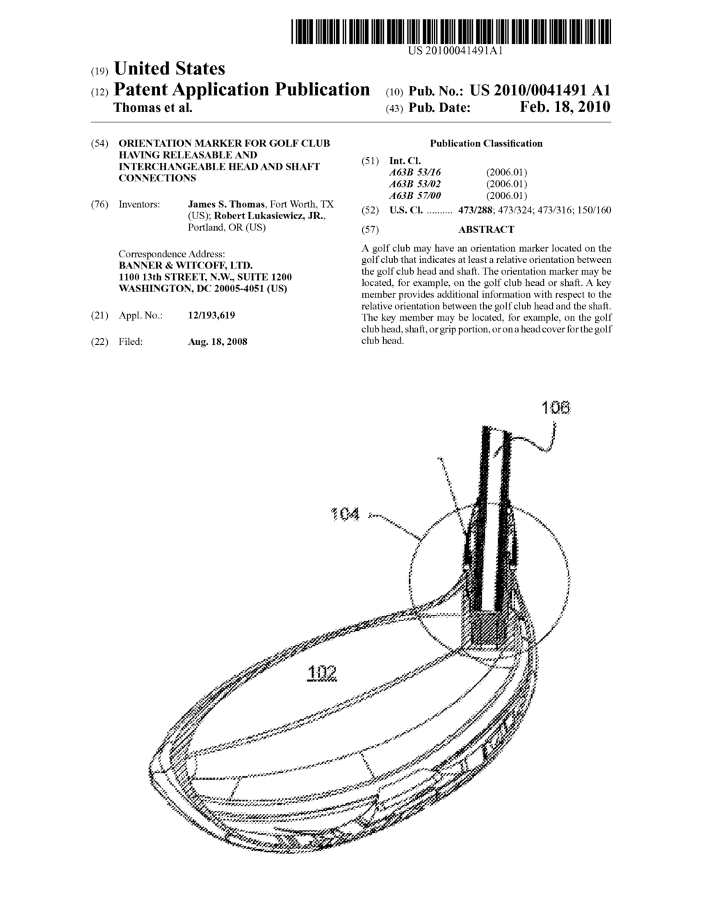 Orientation Marker for Golf Club Having Releasable and Interchangeable Head and Shaft Connections - diagram, schematic, and image 01