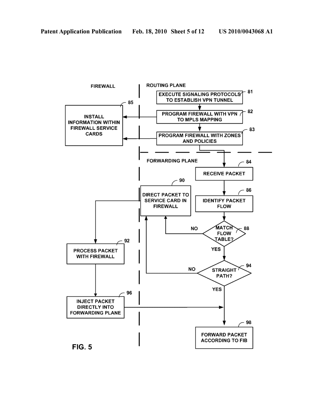 ROUTING DEVICE HAVING INTEGRATED MPLS-AWARE FIREWALL - diagram, schematic, and image 06